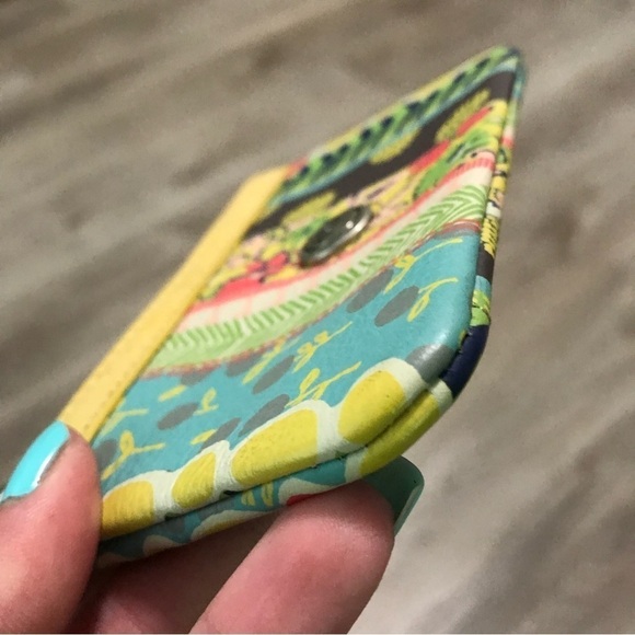 Fossil Keychain Zip ID Case Card Holder Wristlet Colorful Pattern Blue Yellow - Picture 3 of 7